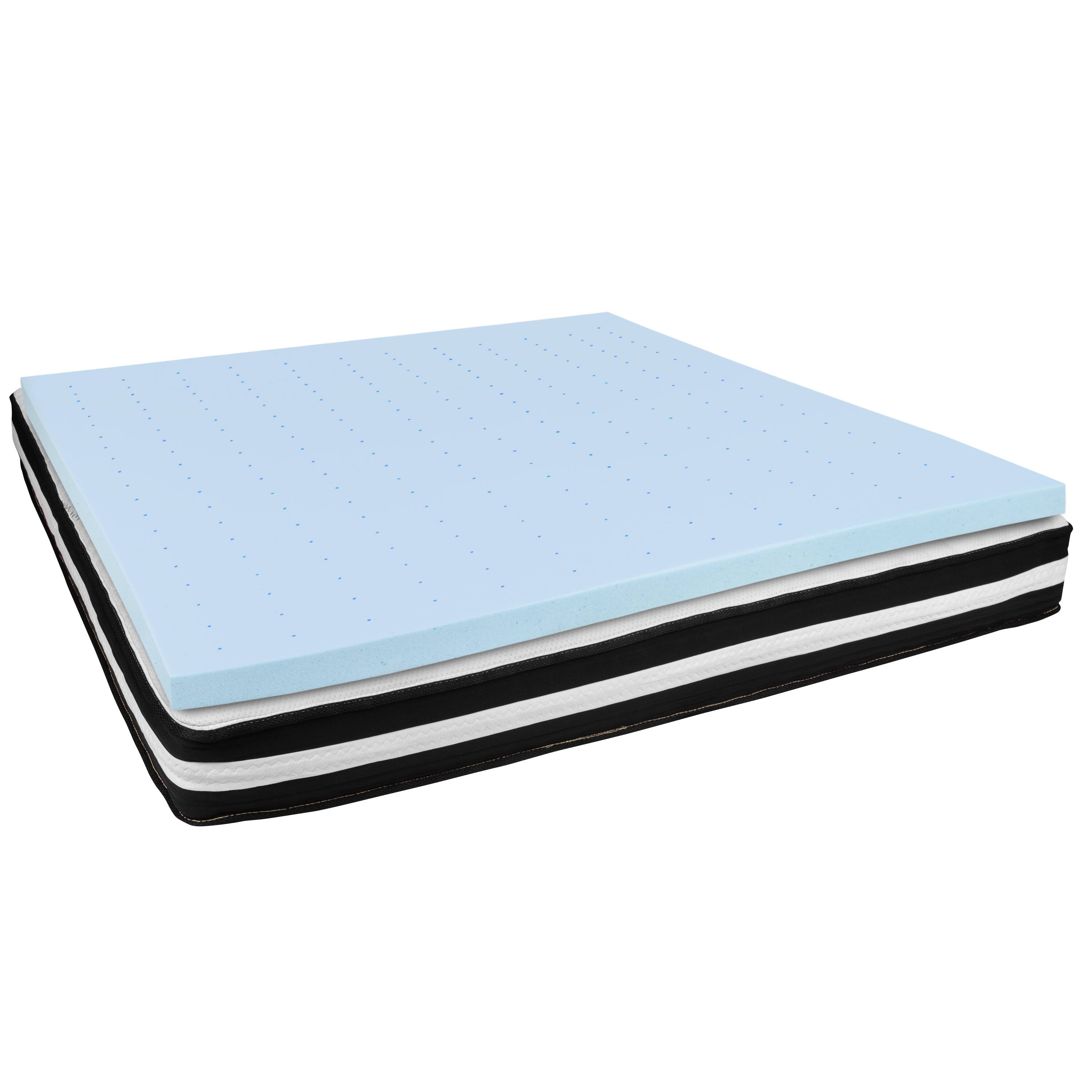 Alt View 1. Emma + Oliver - 10" Mattress & Gel Memory Foam Topper Bundle Set - White/Blue.