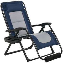 Resenkos - Foldable Outdoor Lounge Chair With Footrest, Oversized Padded Zero Gravity Lounge Chair With Headrest - Blue