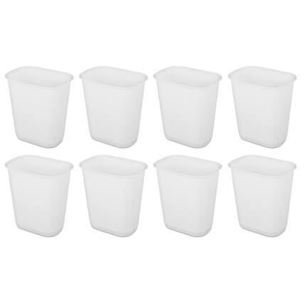 Front. Sterilite - Sterilite 3 Gallon Rectangular Wastebasket Small Home Trash Bin, 8 Pack, White - White.