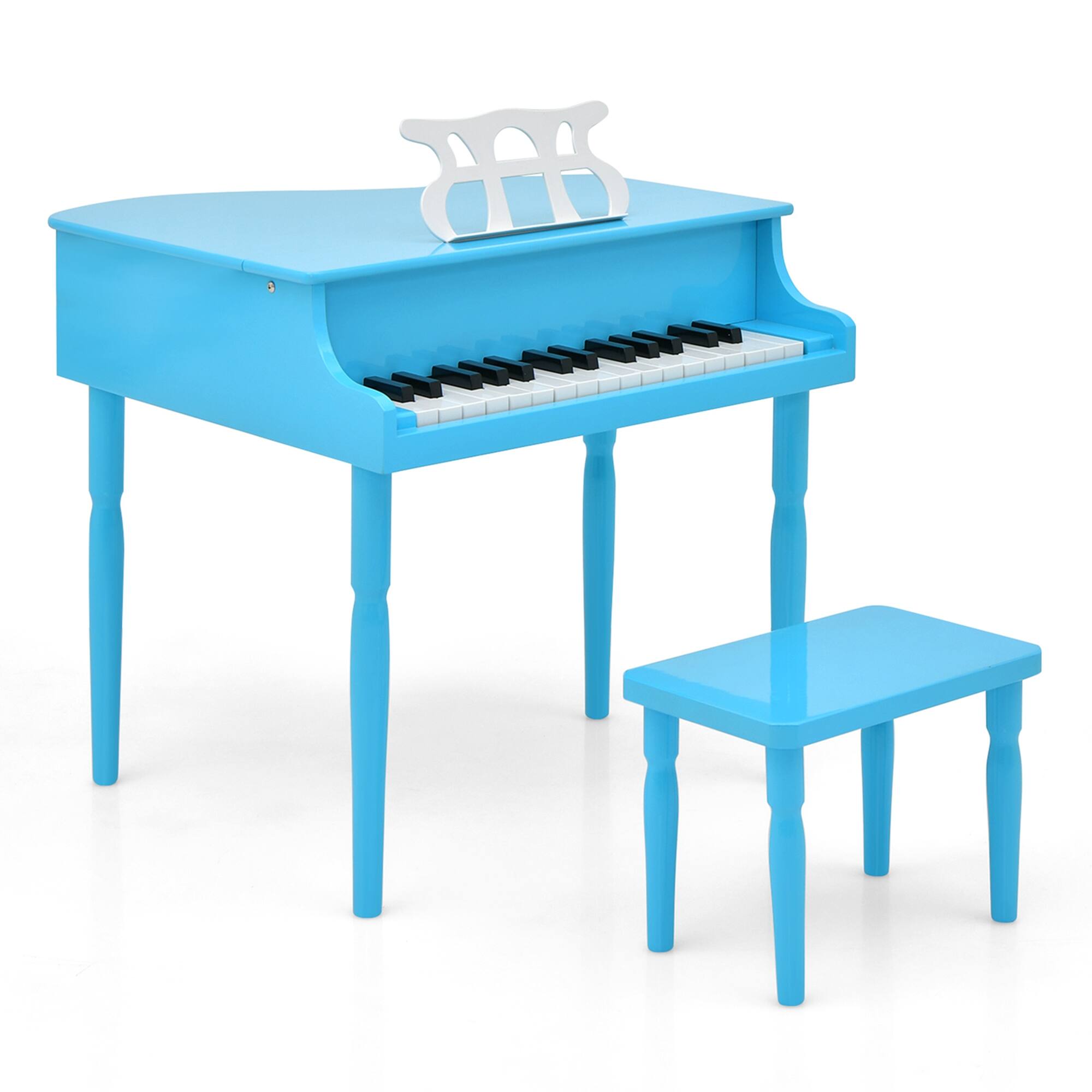 Alt View 19. Costway - 30-Key Classic Baby Grand Piano Toddler Toy Wood with Bench & Music Rack - Blue.