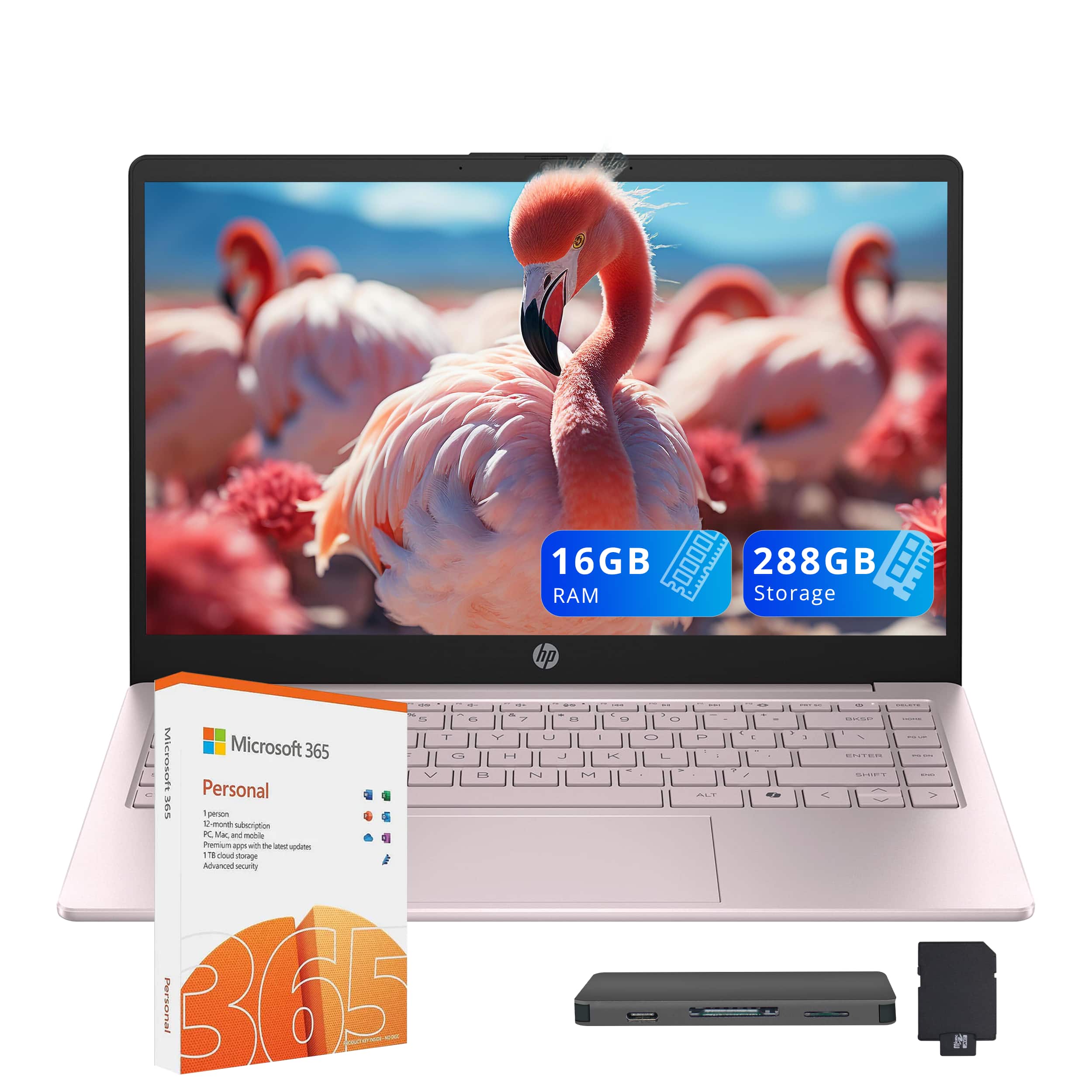 HP - Stream 14" HD Laptop, Intel N150, 16GB RAM, 128GB UFS+128GB DOCKING STATION, 1 Year Office 365, Win 11 S - Pink