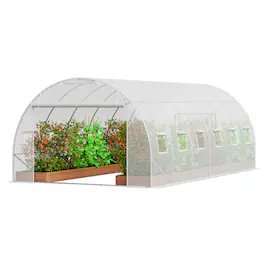 VEVOR - Walk-in Tunnel Greenhouse, 19.4x9.7x6.5 ft Hoop House Greenhouse Tunnel, Plant Hot House with Galvanized Steel Frame - White