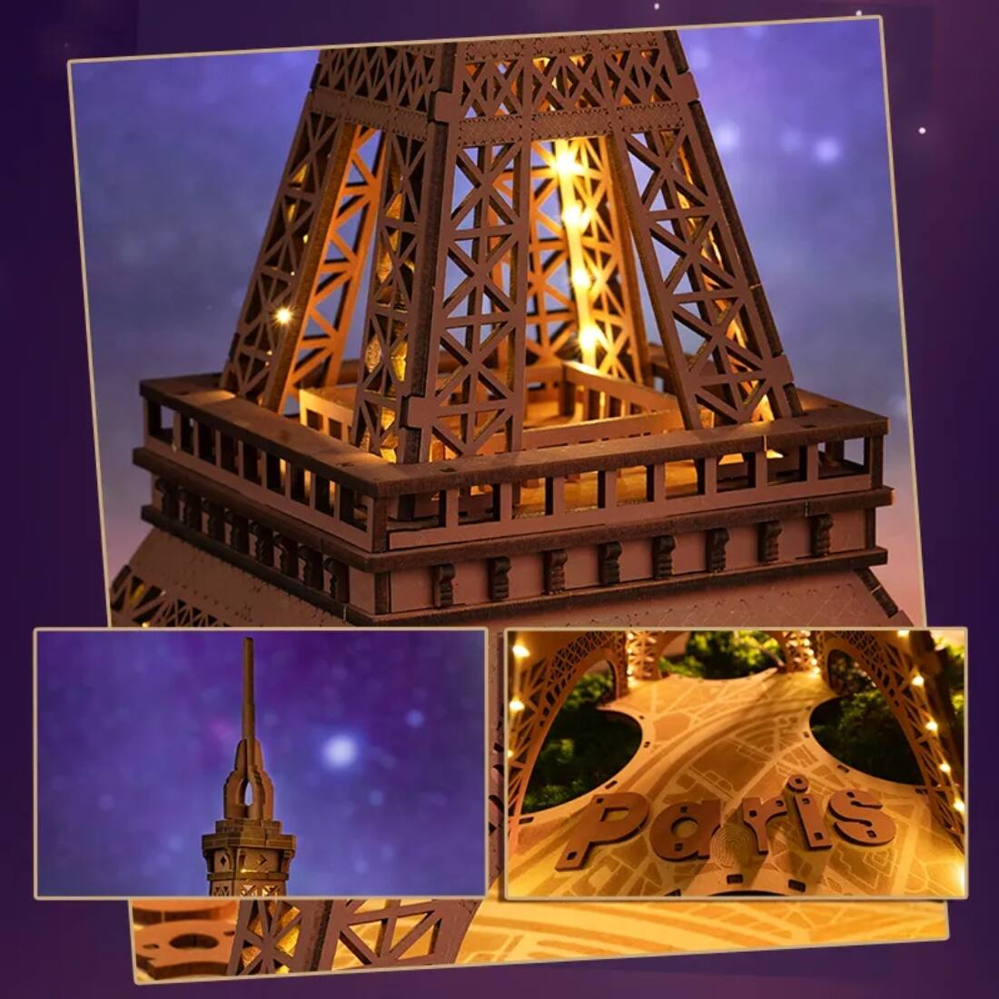 Alt View 2. 3D Puzzle - DIY 3D Puzzle Night of Eiffel Tower 164pcs.