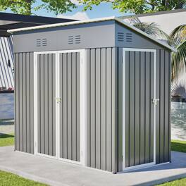 Loheer - 4x8 Metal Storage Shed Heavy Duty Outdoor Tool Shed Waterproof Garden Backyard Warehouse