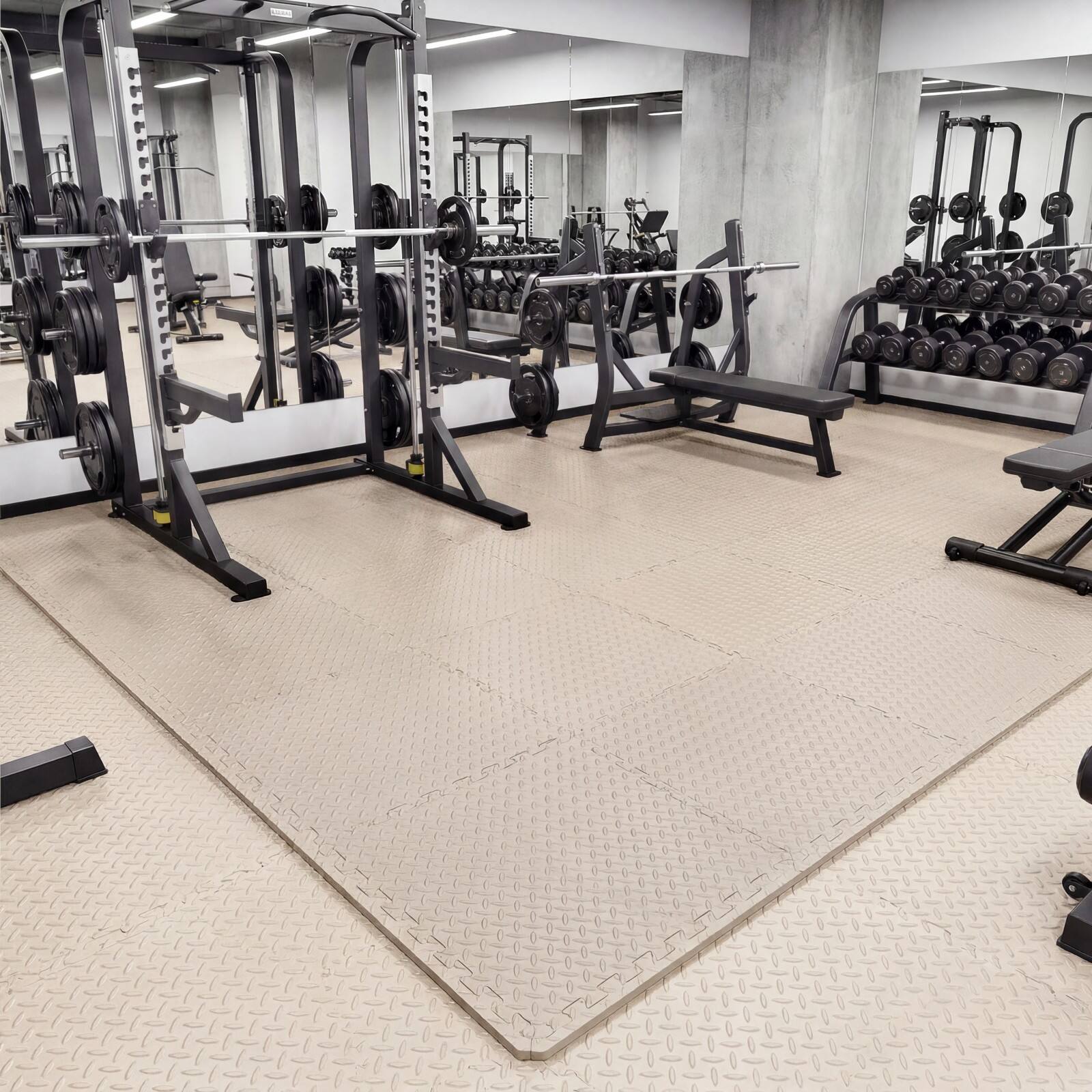 Alt View 1. Costway - Costway 12 Tiles 25" x 25" Puzzle Exercise Mat with Borders for Home Gym Playroom 51.5 sq.ft - Beige.