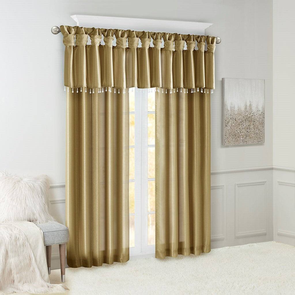 Alt View 7. BreeBe - Twist Tab Lined Window Curtain Panel Bronze 50x120' - Bronze.