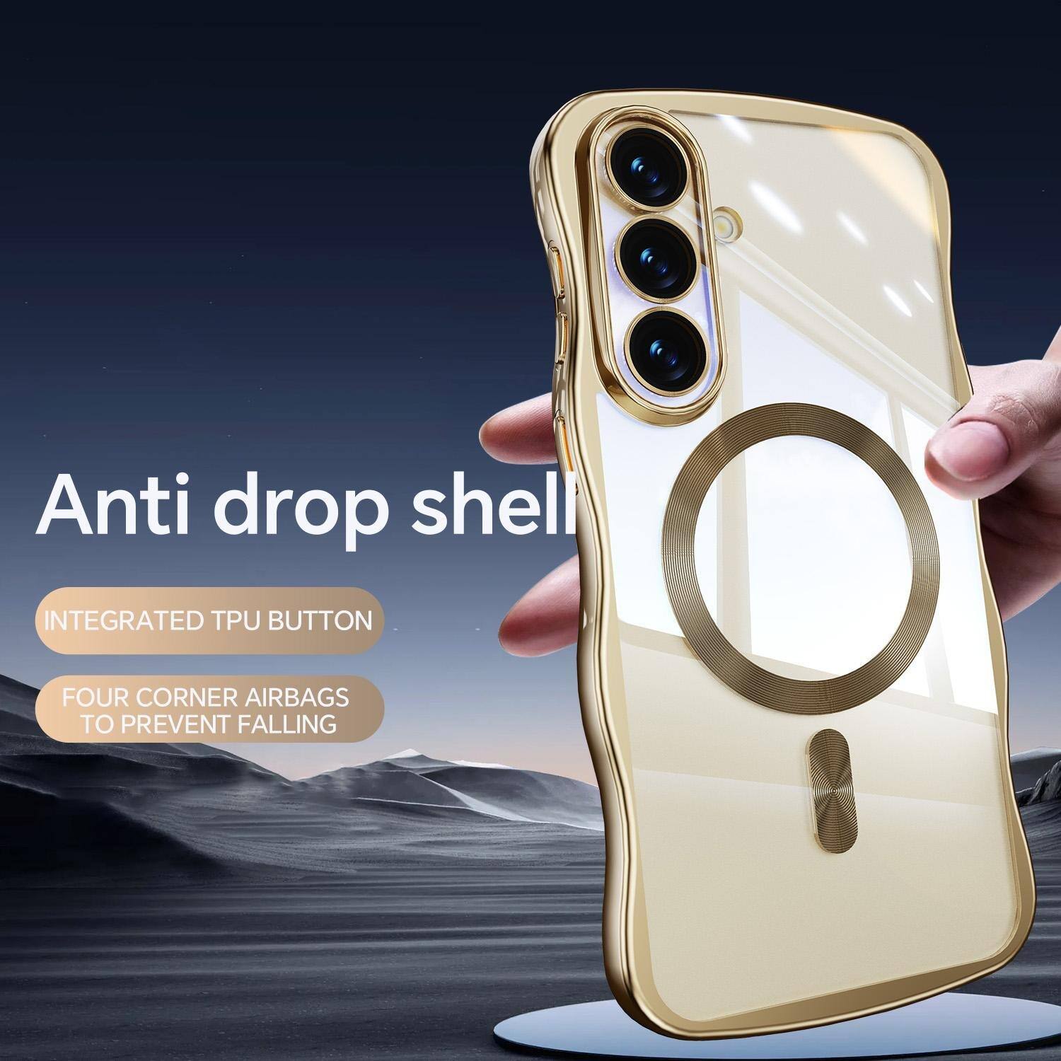 Anti drop shell

INTEGRATED TPU BUTTON

FOUR CORNER AIRBAGS TO PREVENT FALLING
