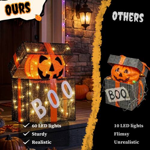 OURS
OTHERS

BOO

60 LED lights
Sturdy
Realistic

10 LED lights
Flimsy
Unrealistic