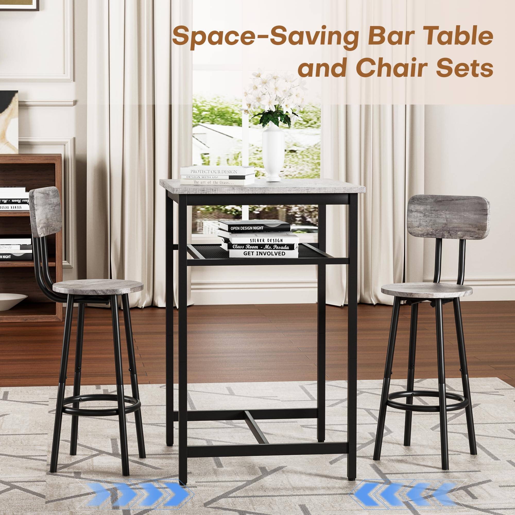Space-Saving Bar Table and Chair Sets

- Measuring 36" x 24" x 36"
- A uias nt OPON ESN T ae
- SOERER OEtIGH Cars Xaam Ma Farada CART INVOLVED