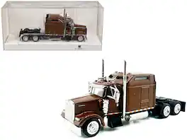 HO Logistics Replicas - Kenworth W900L Truck Tractor with Sleeper Cab Brown Metallic 1/87 (HO) Scale Plastic Model Car by HO Logistics