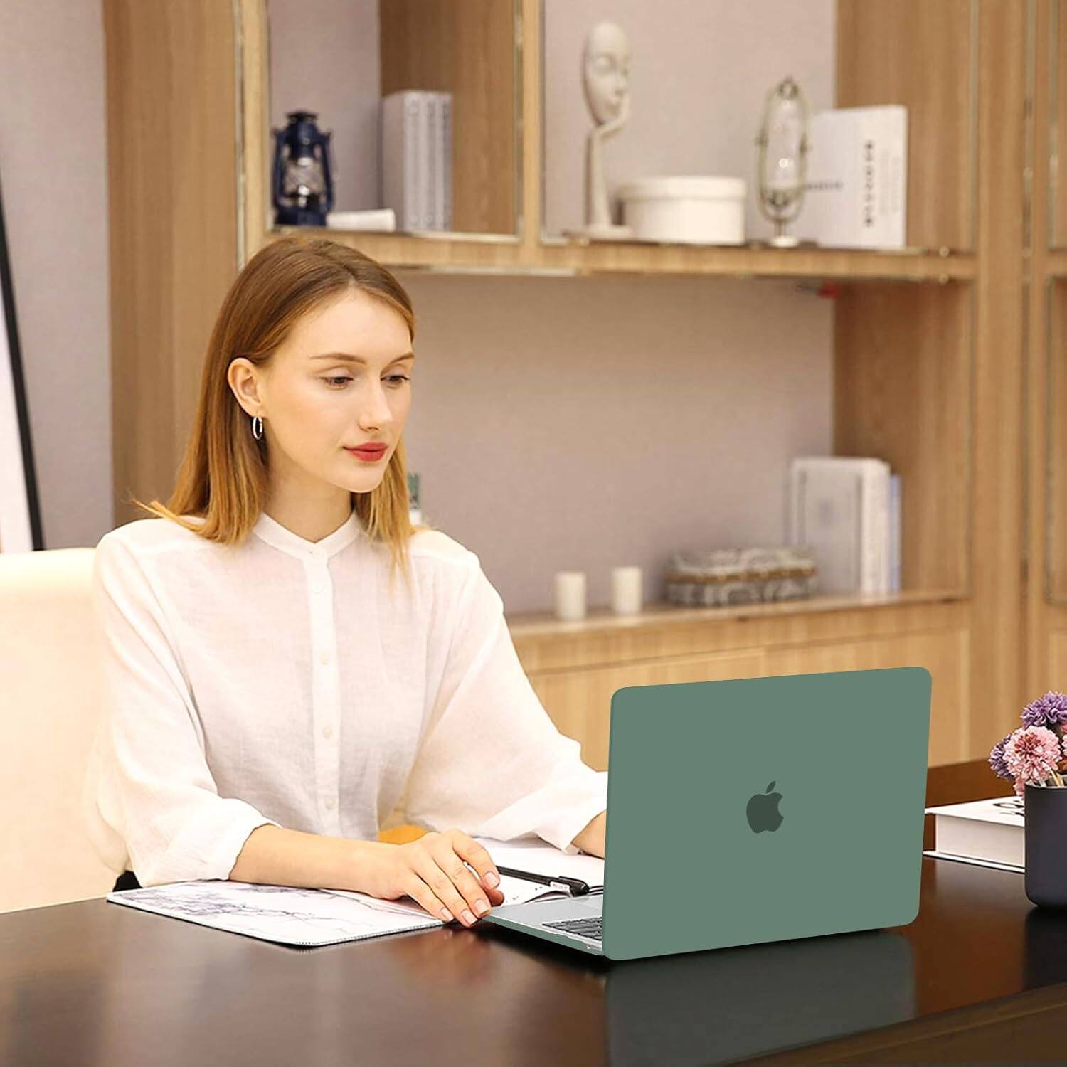 Alt View 2. mosiso - Case for MacBook Air 13 inch A2337 M1 A2179 A1932 with Touch ID 2018-2022 - Emerald Green.