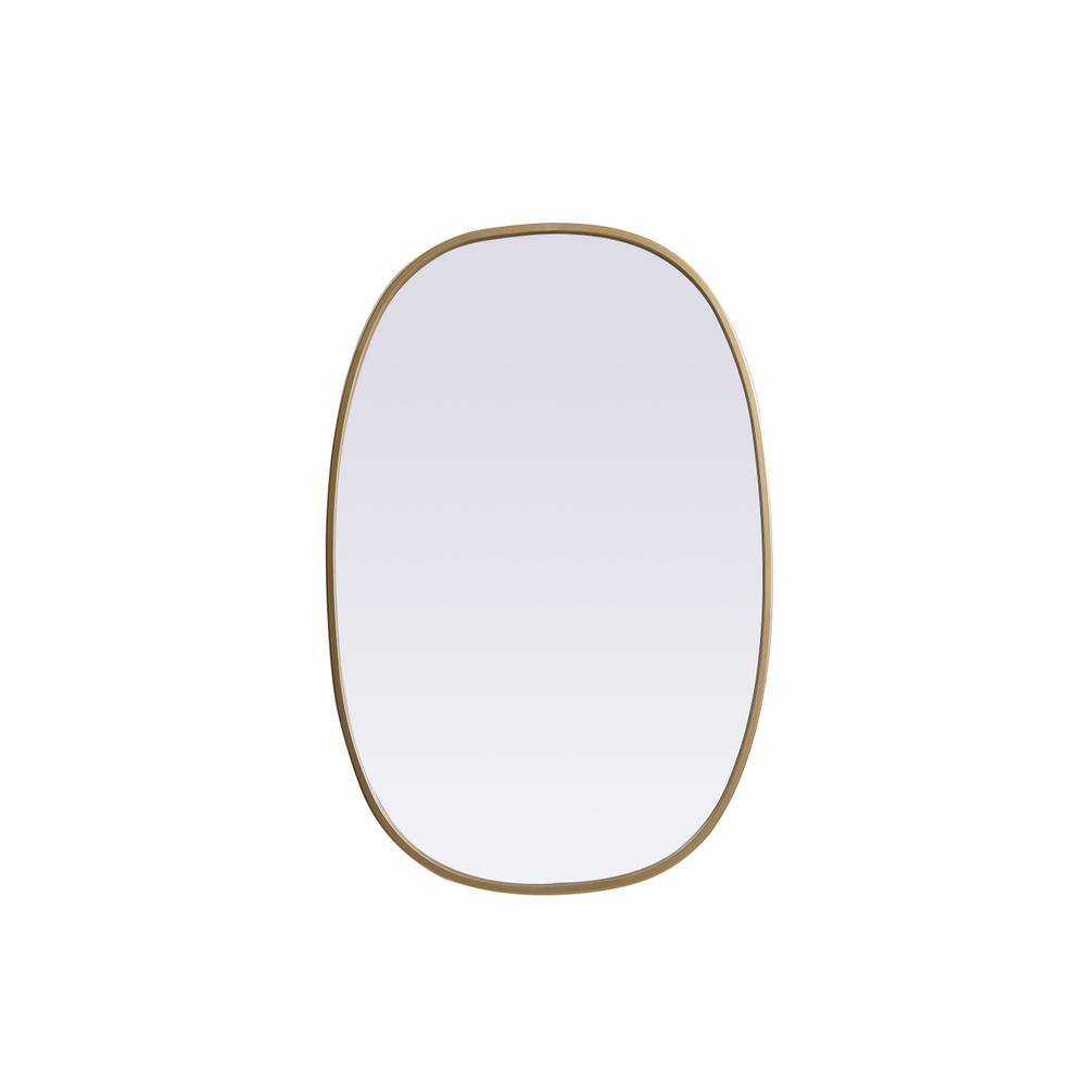 Alt View 2. Elegant Decor - Metal Frame Oval Mirror 20x30 Inch in Brass - Brass.