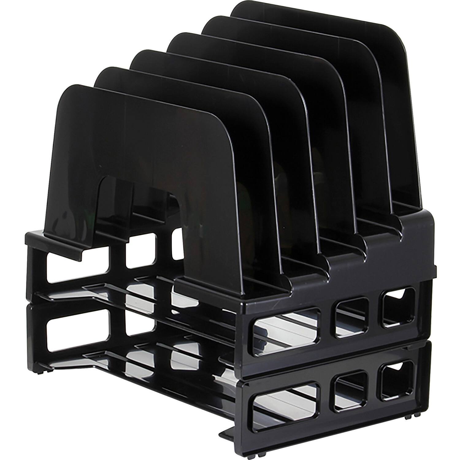 Front. Officemate - Officemate Tray/Incline Sorter Combo 5 Compartment s Desktop Stackable Black 1 / Pack - Black.