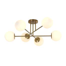 Umeiluce - Modern 6-Light 30.7 Inches Semi-Flush Mount Glass Globes E12 - Brass