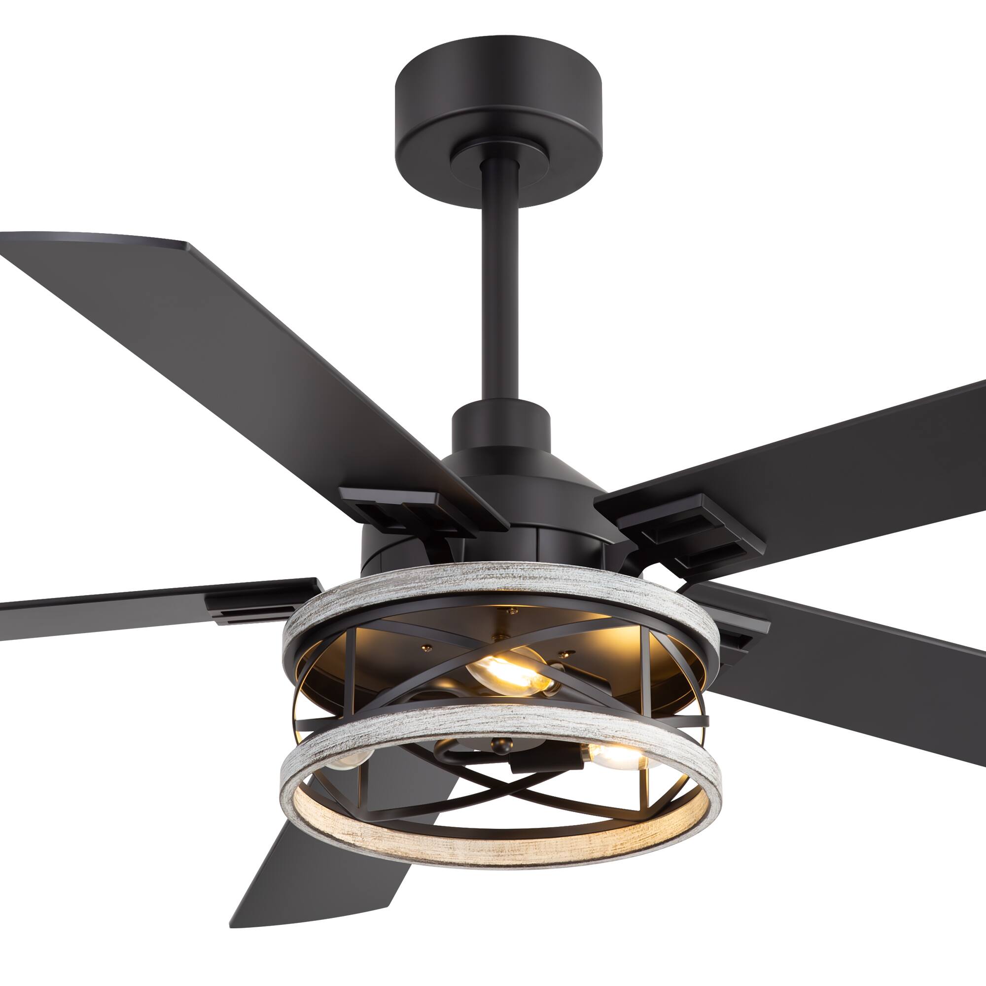 Alt View 9. Breezary - 52-Inch Ceiling Fan with Light, 5 Reversible Blades, E12 Bulb Base, DC Motor, Includes two Downrods - black.