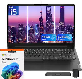 Lenovo - V15 G4 15.6" FHD Laptop,Intel i5-13420H,16GB RAM,512GB SSD+160GB Docking Station,UHD Graphics,Win 11 Pro - Black