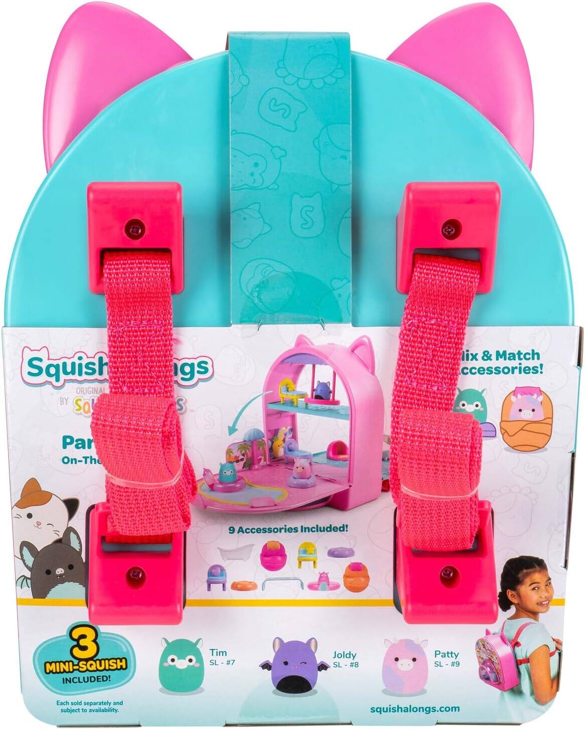 Squish ORIGINAL BY So Par On-The-Go Squish & Match Accessories! 9 Accessories Included! 3 MINI-SQUISH INCLUDED! Tim SL-#7 Joldy SL-#8 Patty SL-#9 Each sold separately and subject to availability squishalongs.com