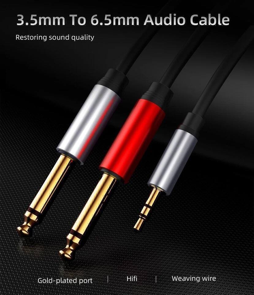 3.5mm To 6.5mm Audio Cable  
Restoring sound quality  

Gold-plated port  
Hifi  
Weaving wire