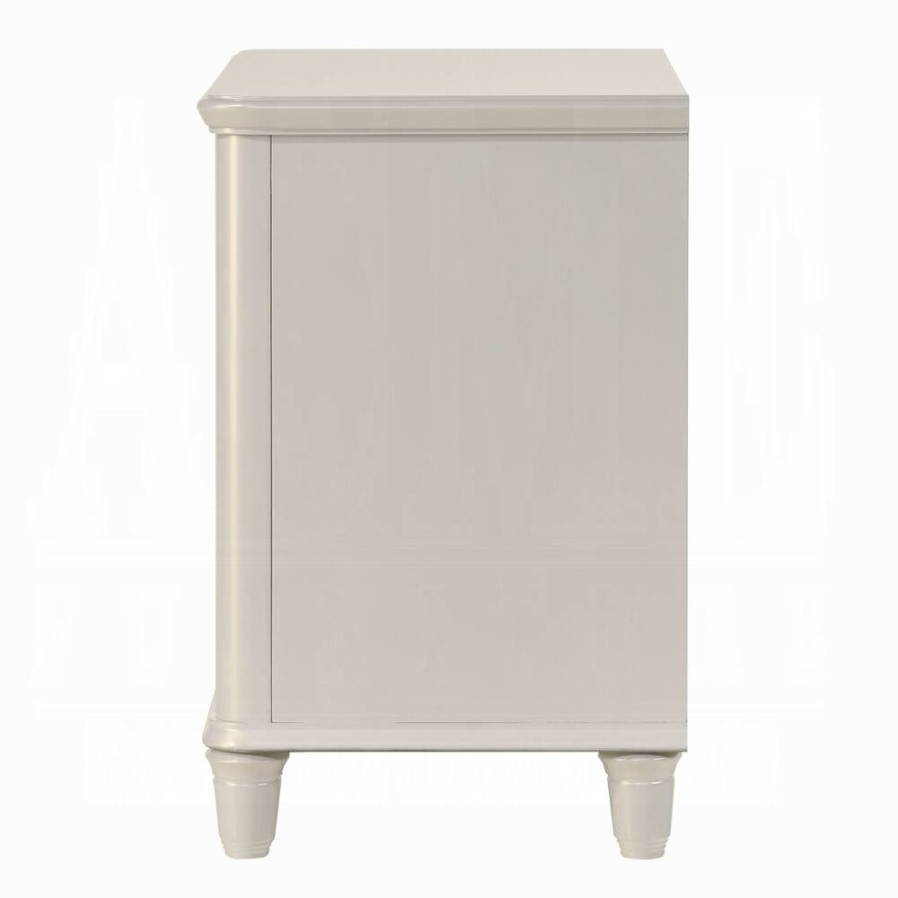 Alt View 1. Tiramisubest - Glamorous LED Nightstand with Crystal Pattern and Felt Drawers - White.