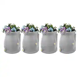Good Ideas - Rain Wizard 50 Gallon Plastic Rain Barrel Urn, Light Granite (4 Pack)
