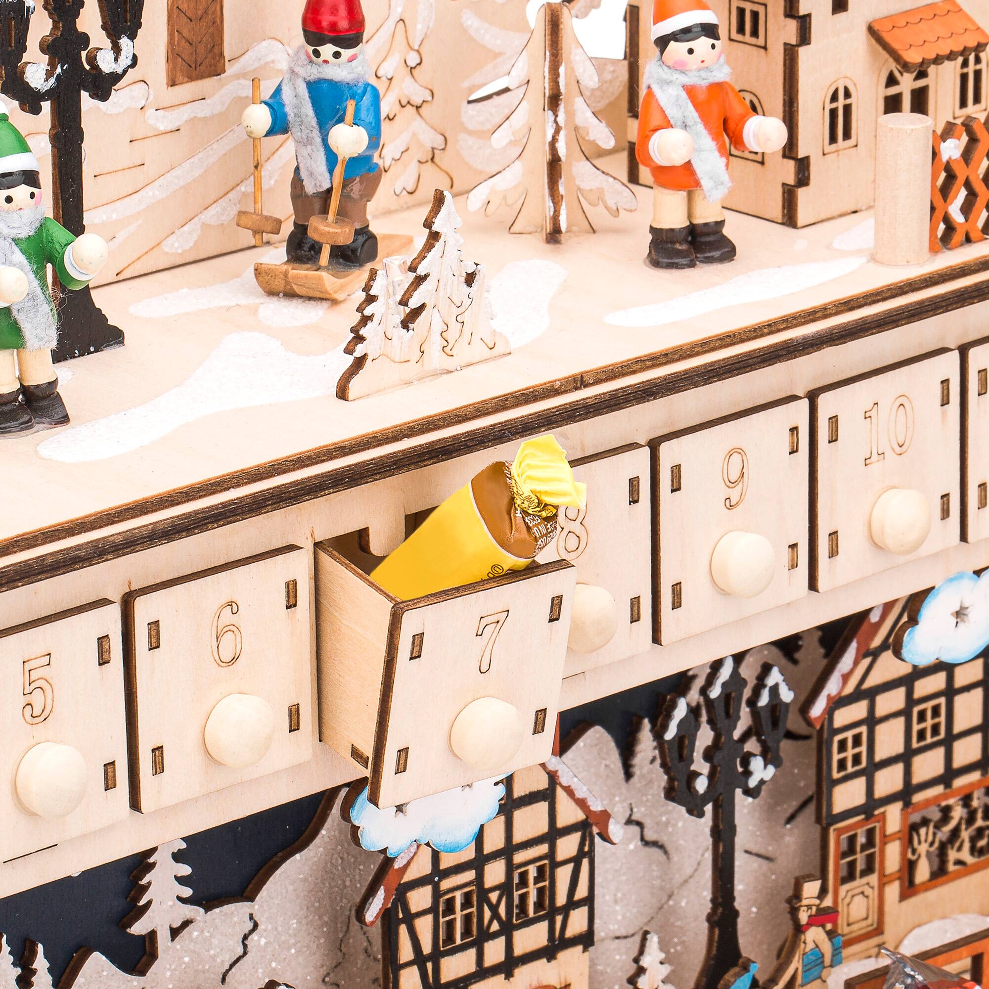 Alt View 3. Best Choice Products - Best Choice Products Wooden Christmas Advent Calendar, Shooting Star w/ Battery-Operated LED Light Background - Beige.