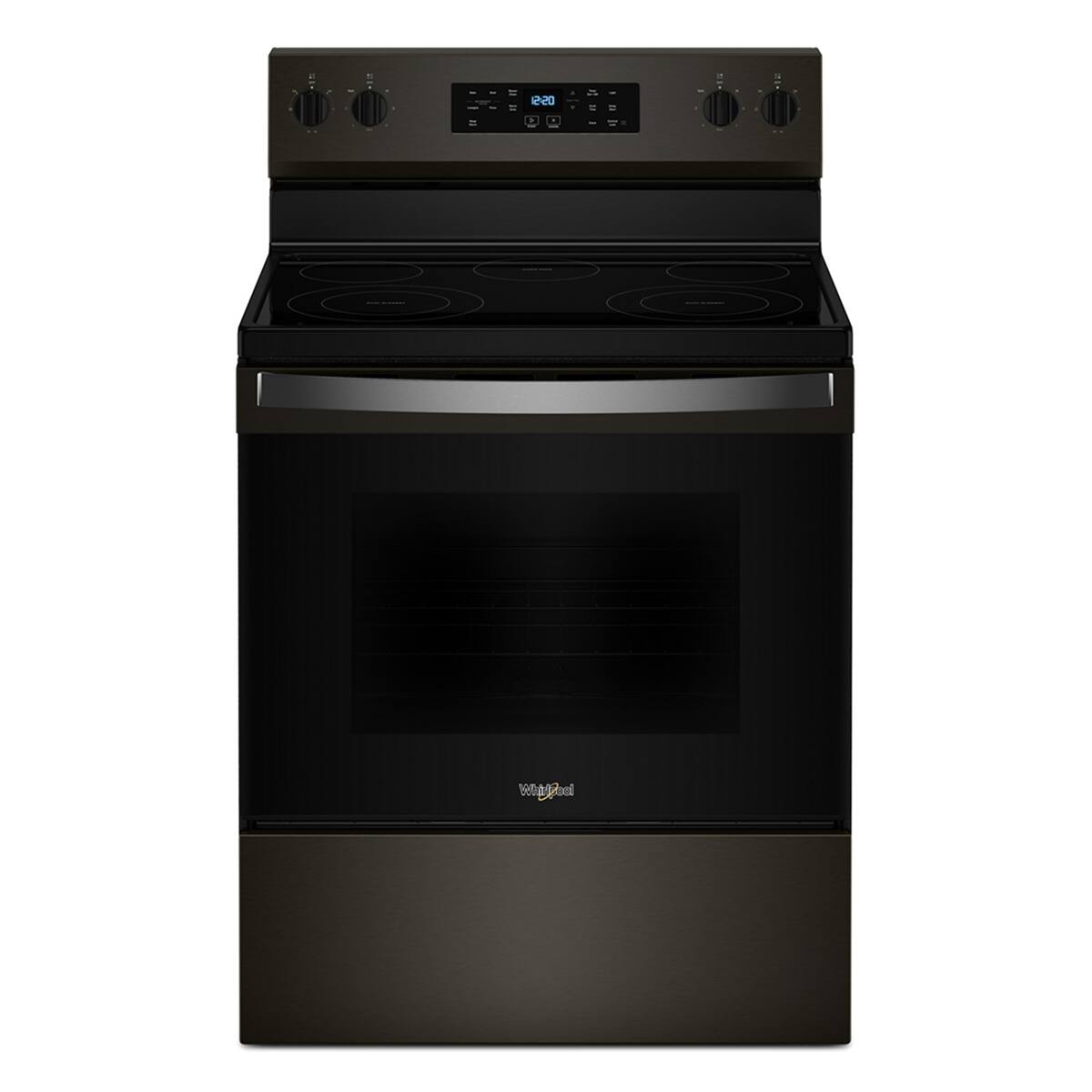 Front. Whirlpool - Whirlpool - 5.3 Cu. Ft. Freestanding Electric Range with Cooktop Flexibility - Black Stainless Steel - Black Stainless.