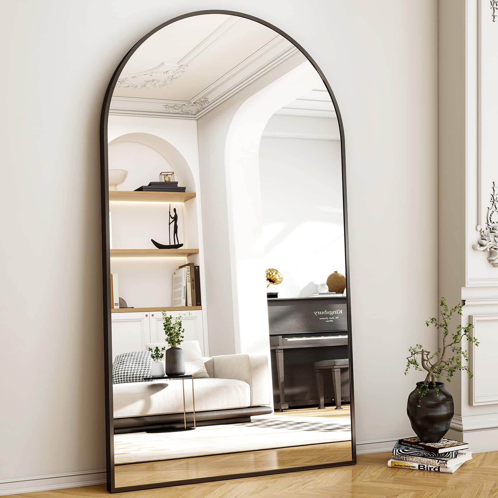 Stylel Star - Oversized Full-body Mirror 77" X 38" Arched Full-length Metal Frame Floor For Bedroom Living/dressing Room Gym - Stand/w