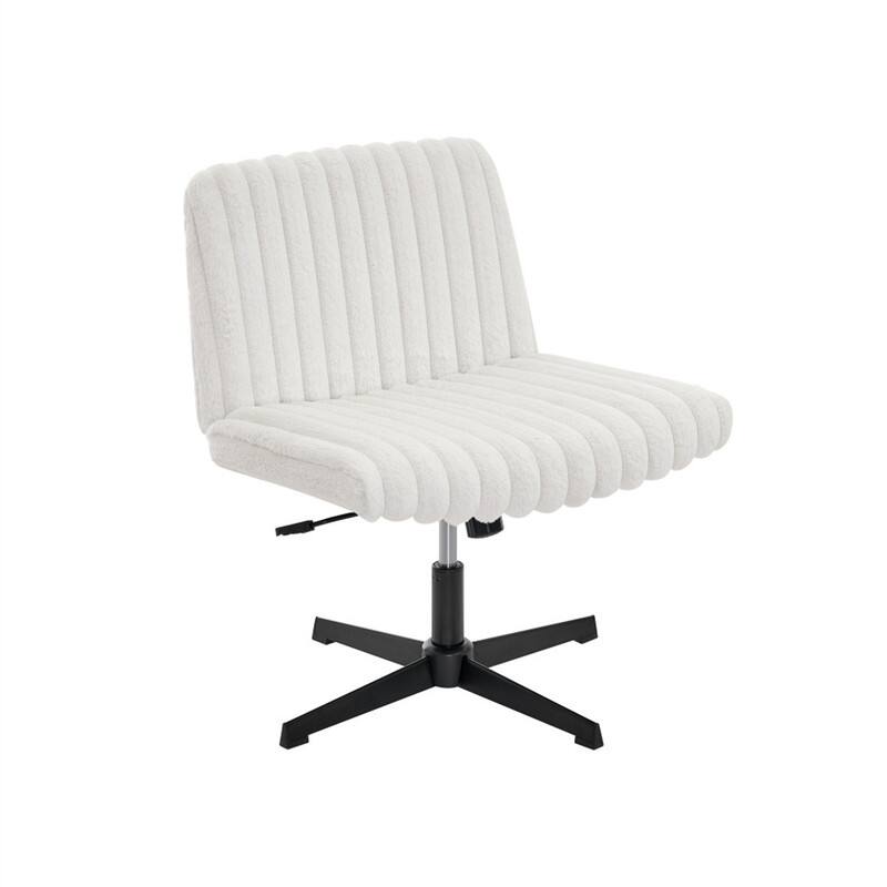 Alt View 10. HTUTWOO - Adjustable Swivel Criss Cross Chair - Wide Seat Office Vanity Chair, 360° Swivel, Height Adjustable, Tilting Function - Cream White.