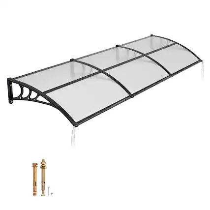 Front. VEVOR - Awnings for Door Entrance, 38 x 117 in, Exterior Front Door Window Awnings with Drainage & ABS Bracket - Clear.