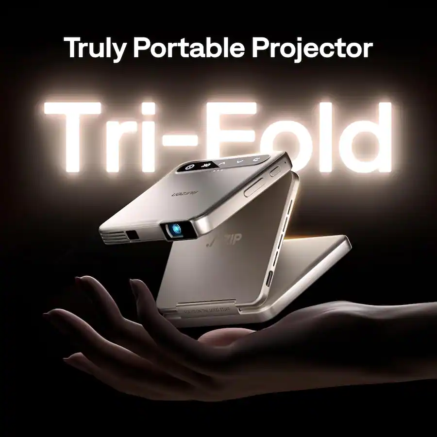 Aurzen Tri Fold HD DLP Projector, HDR, Pocket Size, Auto Focus, Screen ...