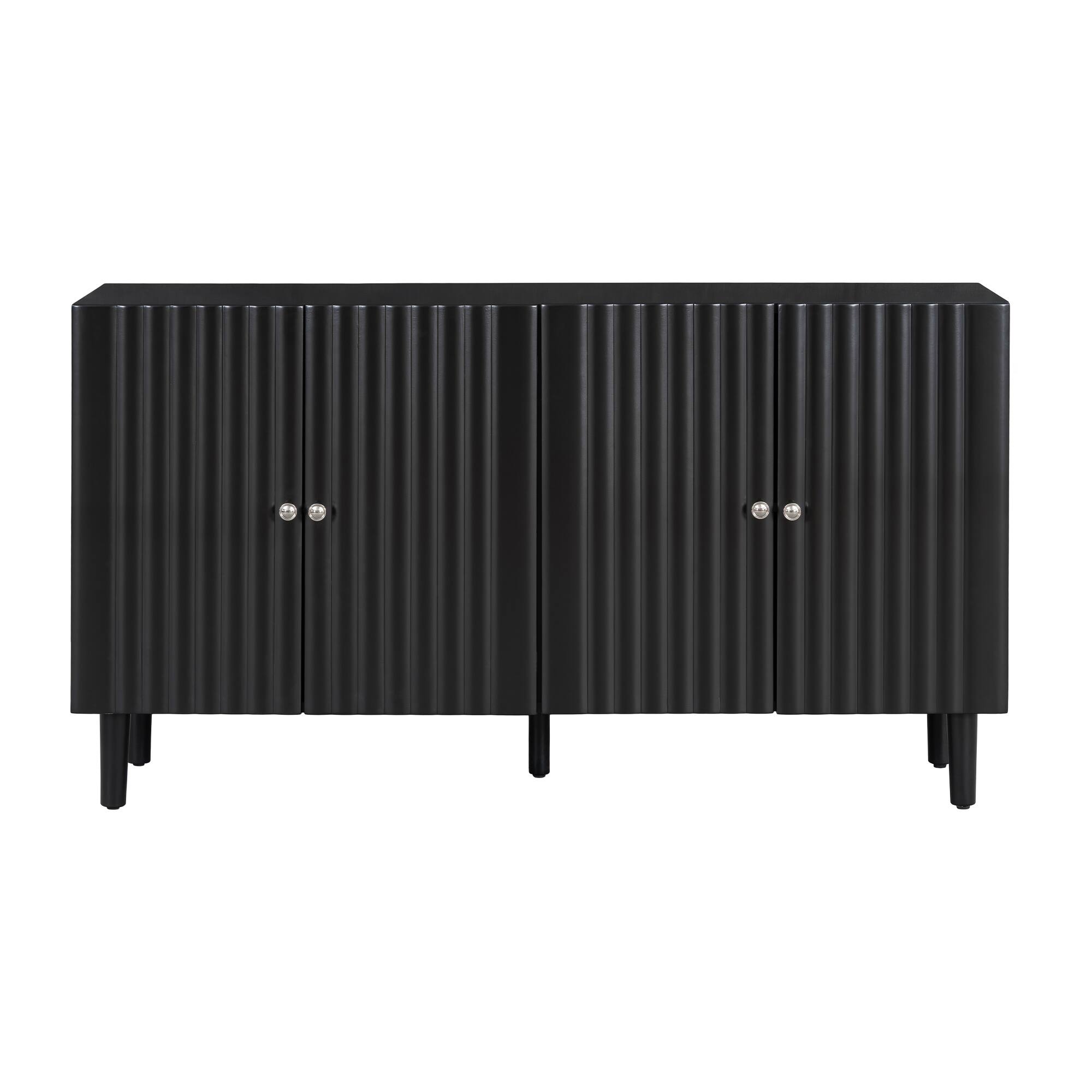 Alt View 1. Spaco - Spaco 4-Door Sideboard, Buffets with Wavy Pattern, Metal Handles and Legs, Adjustable Shelves for Living Room Entryway - Black.