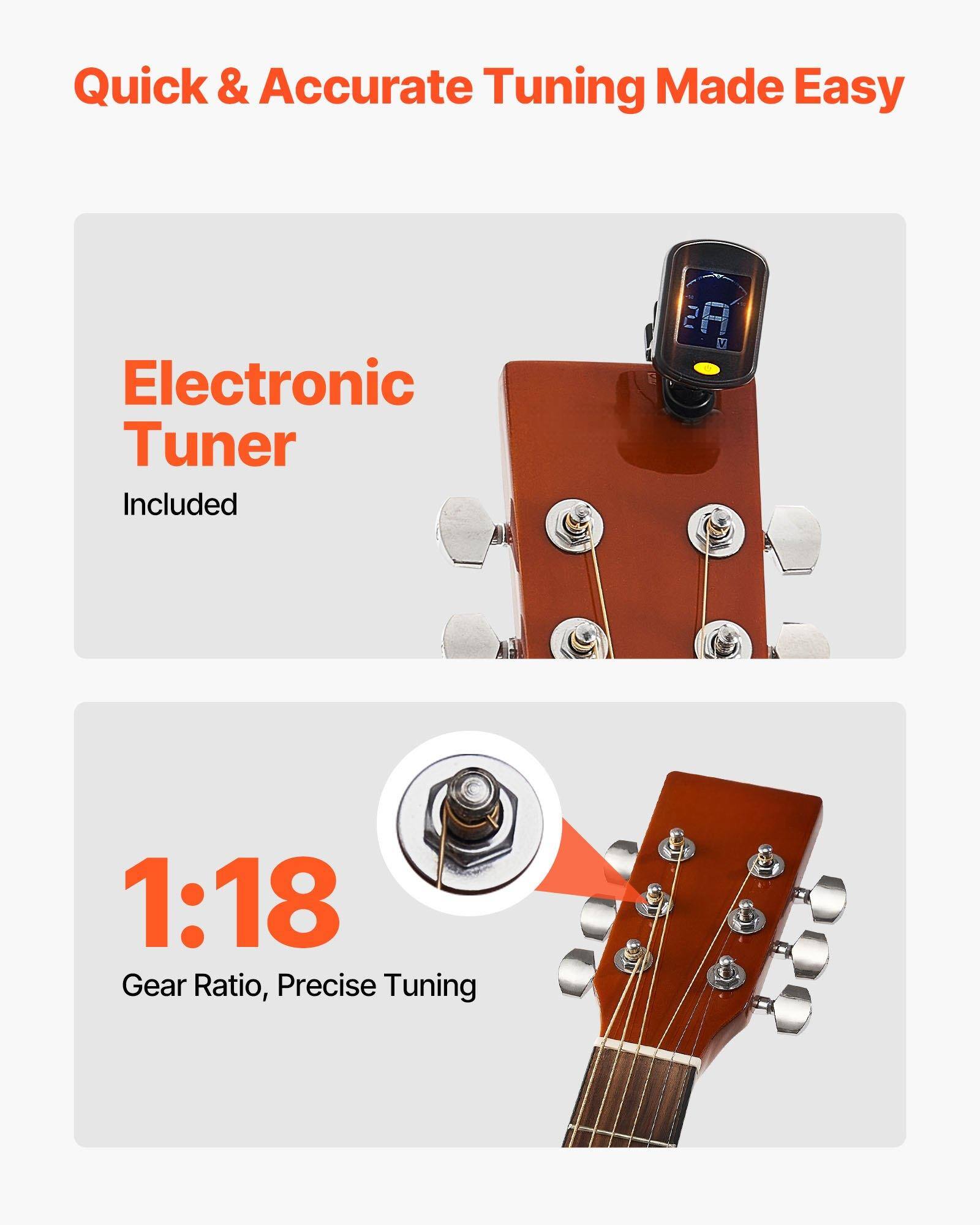 Quick & Accurate Tuning Made Easy

Electronic Tuner Included

1:18 Gear Ratio, Precise Tuning