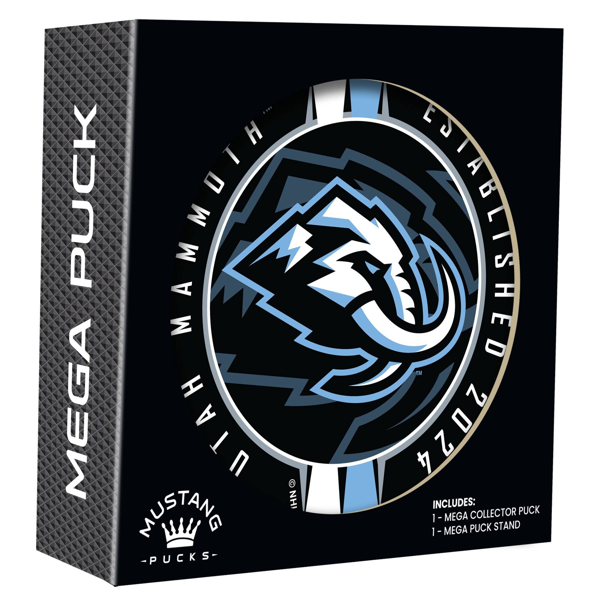 MEGA PUCK  
MAMMOTH  
MUSTANG  
-PUCKS-  
ESTABLISHED 2024  

INCLUDES:  
1 - MEGA COLLECTOR PUCK  
1 - MEGA PUCK STAND