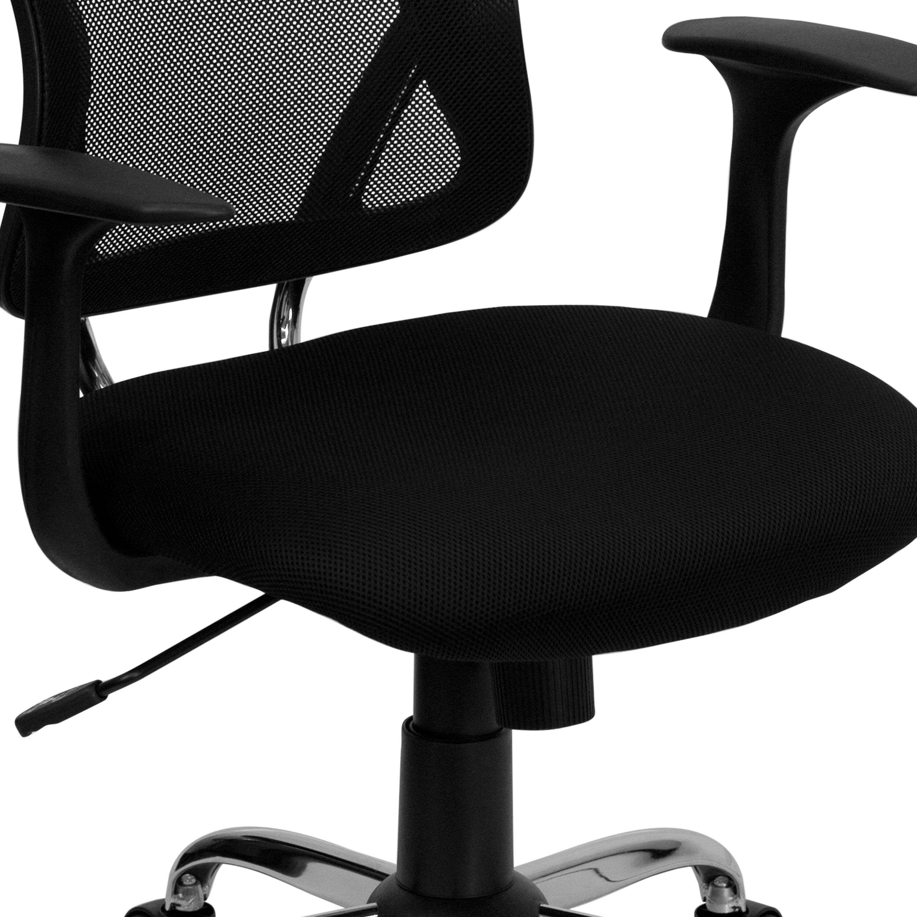 Alt View 9. Emma + Oliver - Mid-Back Mesh Swivel Task Office Chair with Chrome Base and Arms - Black.