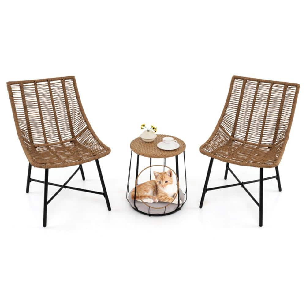 Kadyn - Patio Furniture Sets,Outdoor & Patio Furniture Sets,3 Piece Outdoor Furniture Set with Pet Housefor Patio Yard - Brown