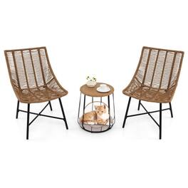 Kadyn - Patio Furniture Sets,Outdoor & Patio Furniture Sets,3 Piece Outdoor Furniture Set with Pet Housefor Patio Yard - Brown