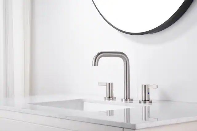 Front. Bothwa Home - Bothwa Home Bathroom Faucet For bathroom Sink With Two Handles And Supply Lines - Brushed Nickel.