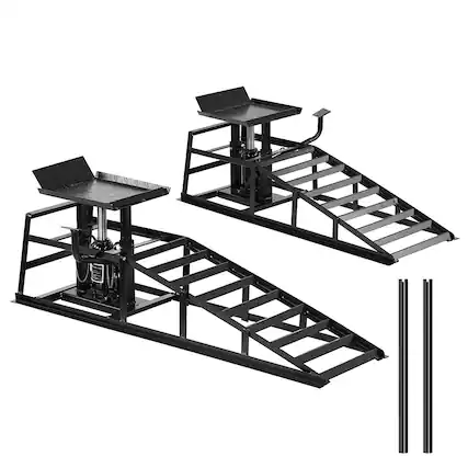 Front. Ropilly - Ropilly 5 Ton Hydraulic Car Ramps with Foot Pedal Auto Repair Frame Lift Heavy Duty Truck Service Lifts 2 Pack Black.