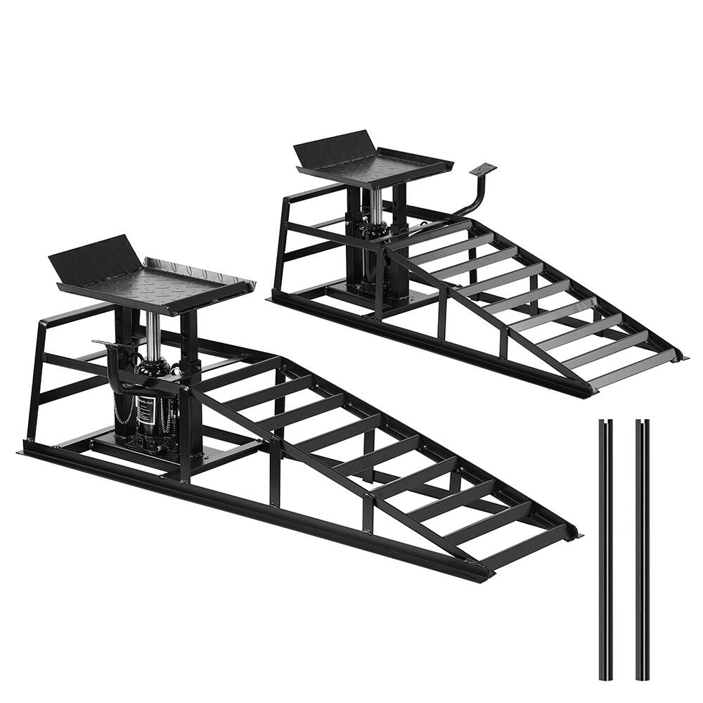 Front. Ropilly - Ropilly 5 Ton Hydraulic Car Ramps with Foot Pedal Auto Repair Frame Lift Heavy Duty Truck Service Lifts 2 Pack Black.