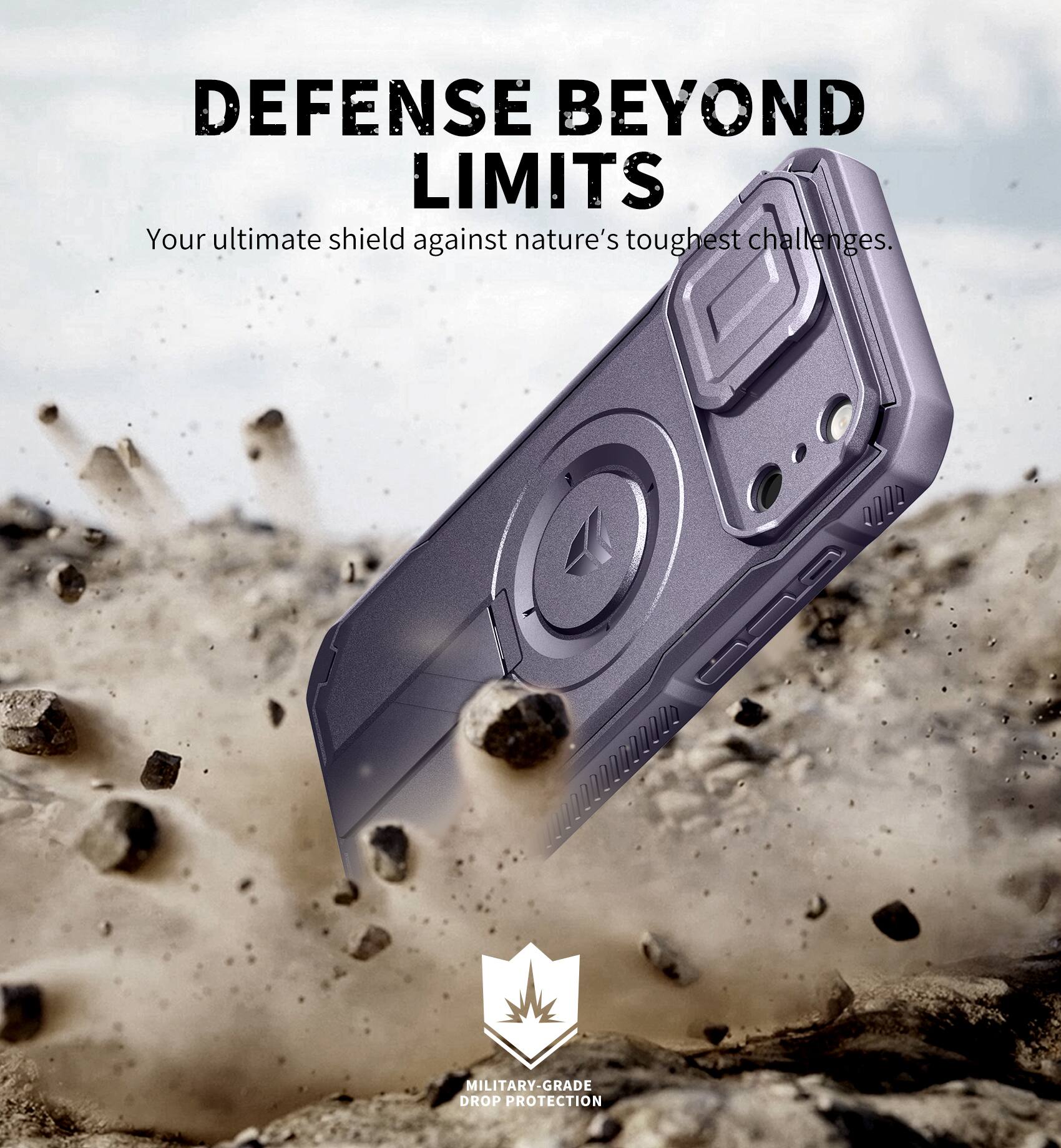 DEFENSE BEYOND LIMITS  
Your ultimate shield against nature's toughest challenges.  

QLO CC 00000000000000  

MILITARY-GRADE DROP PROTECTION