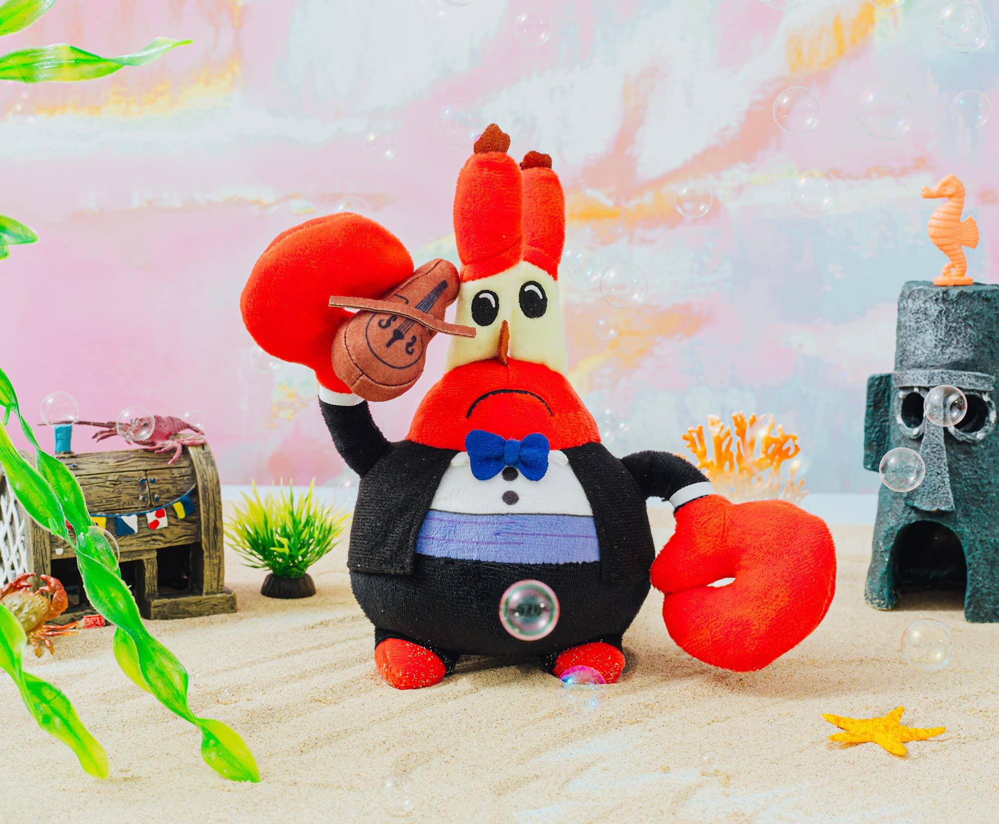 Alt View 3. Nickelodeon - Nickelodeon SpongeBob SquarePants Mr. Krabs Violin 8-Inch Collector Plush Toy - Red.