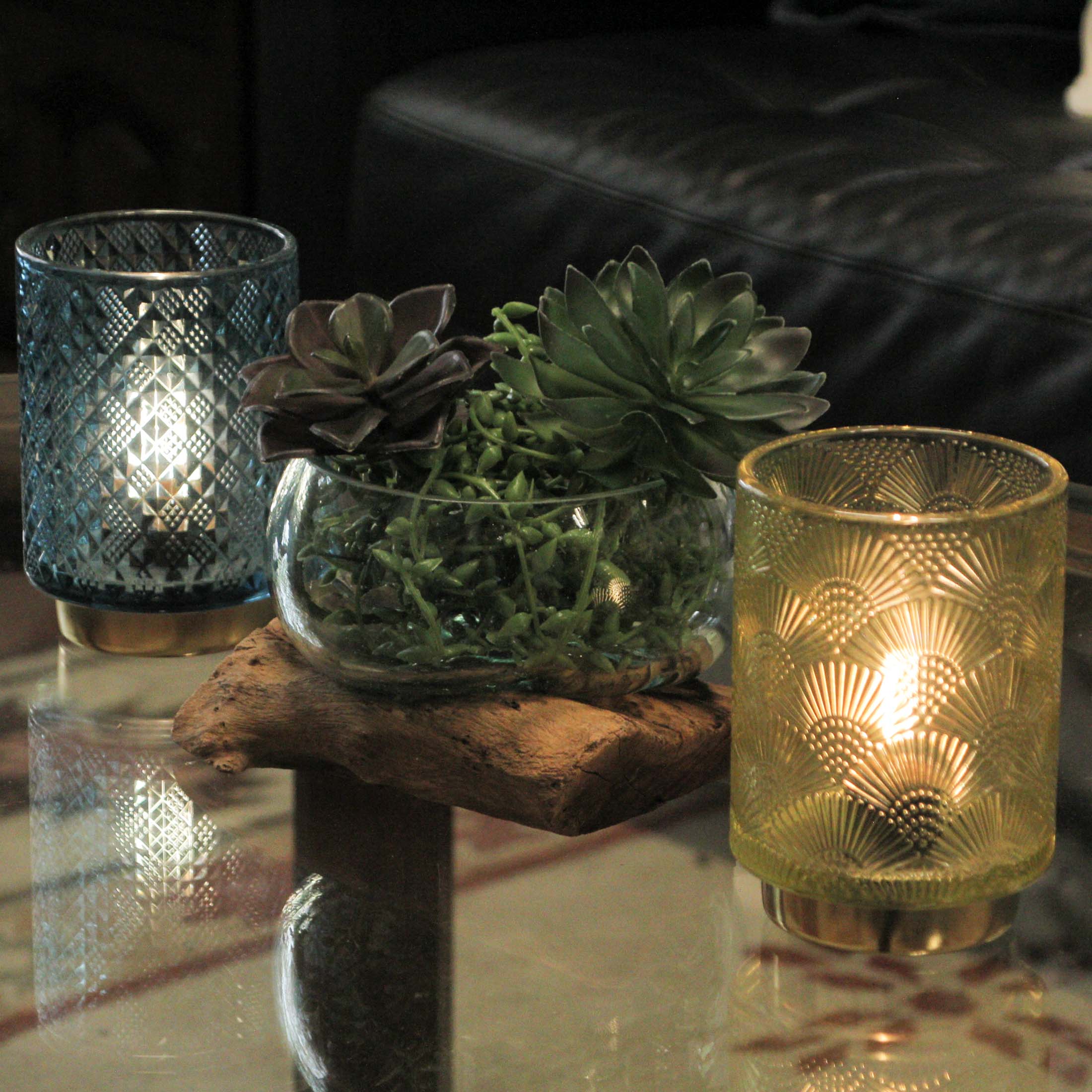 Alt View 5. Chesapeake Bay - Medium Wide Molten Glass on Teak Driftwood Sculptural Vase and Bowl - Brown.