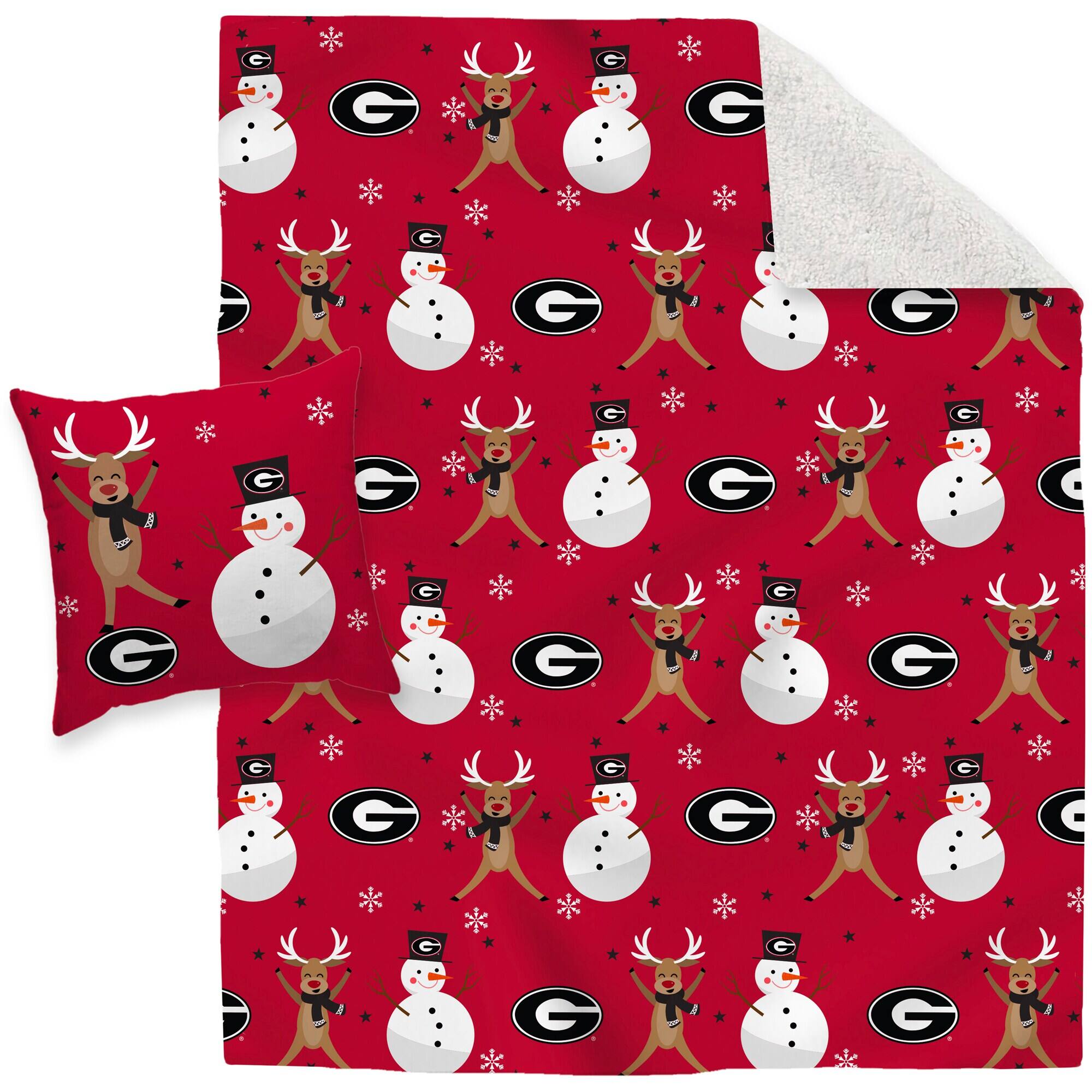 Alt View 1. Pegasus - Georgia Bulldogs Holiday Reindeer Blanket and Pillow Combo Set - Multicolor.