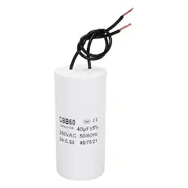 Unique Bargains - 40uF CBB60 Running Capacitor, AC 250V 2 Wires 50/60Hz Cylinder 95x45mm for Water Pumps, Washing Machines - White