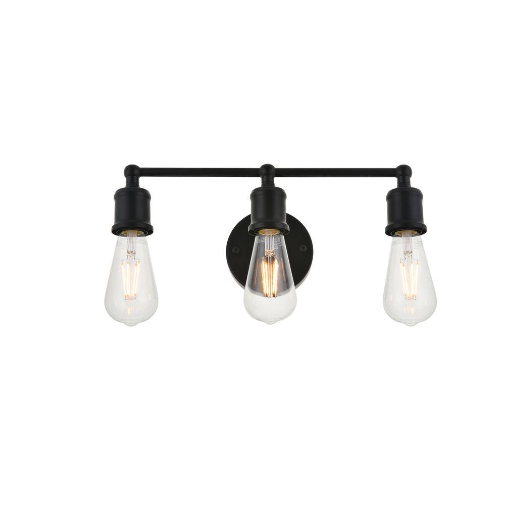 Alt View 4. Living District - Serif 3 light black Wall Sconce - Black.