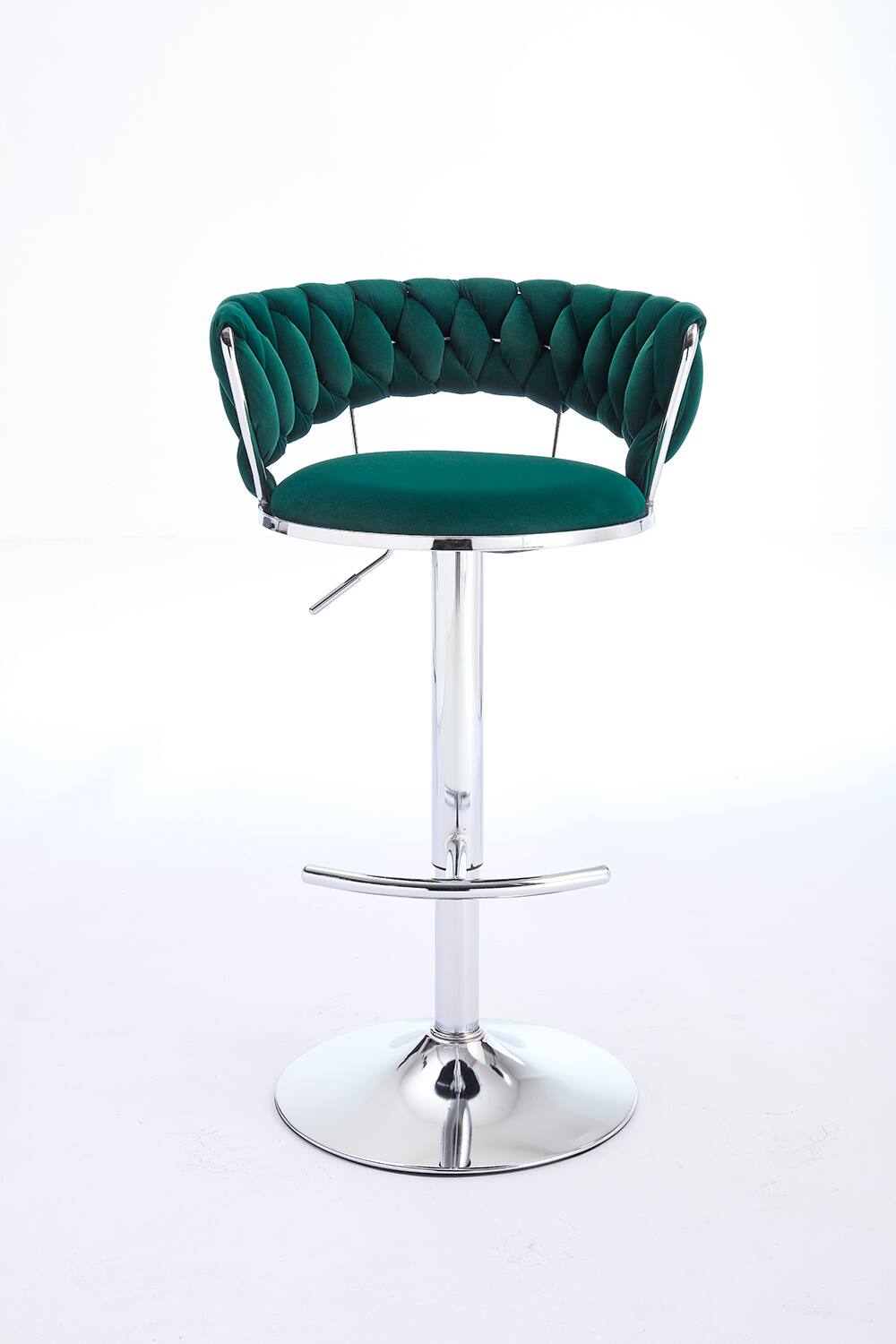 Alt View 1. SlickBlue - Modern Adjustable Bar Stools – Set of 2 Velvet Swivel Chairs with Chrome Legs - Green.