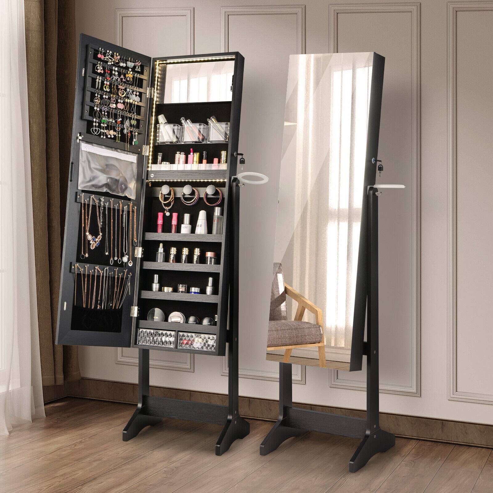 Alt View 1. Ecooso - Freestanding Jewelry Cabinet with Full-Length HD Mirror and Large Storage Organizer.
