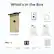 What's in the Box
- Birdhouse
- Camera
- Charging cable
- User Manual
- Quick Start Guide
- Hose clips x2
- Drilling template
- Hanging bracket
- Camera screw
- Ejector pin
- Screw kit