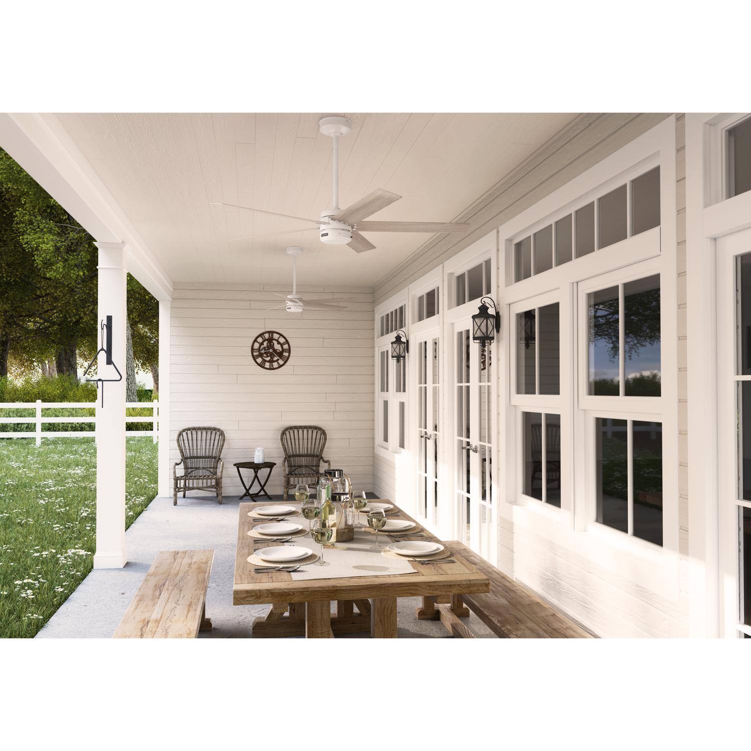 Left. Hunter - Hunter Fan Burton 52 in. White Indoor and Outdoor Ceiling Fan.