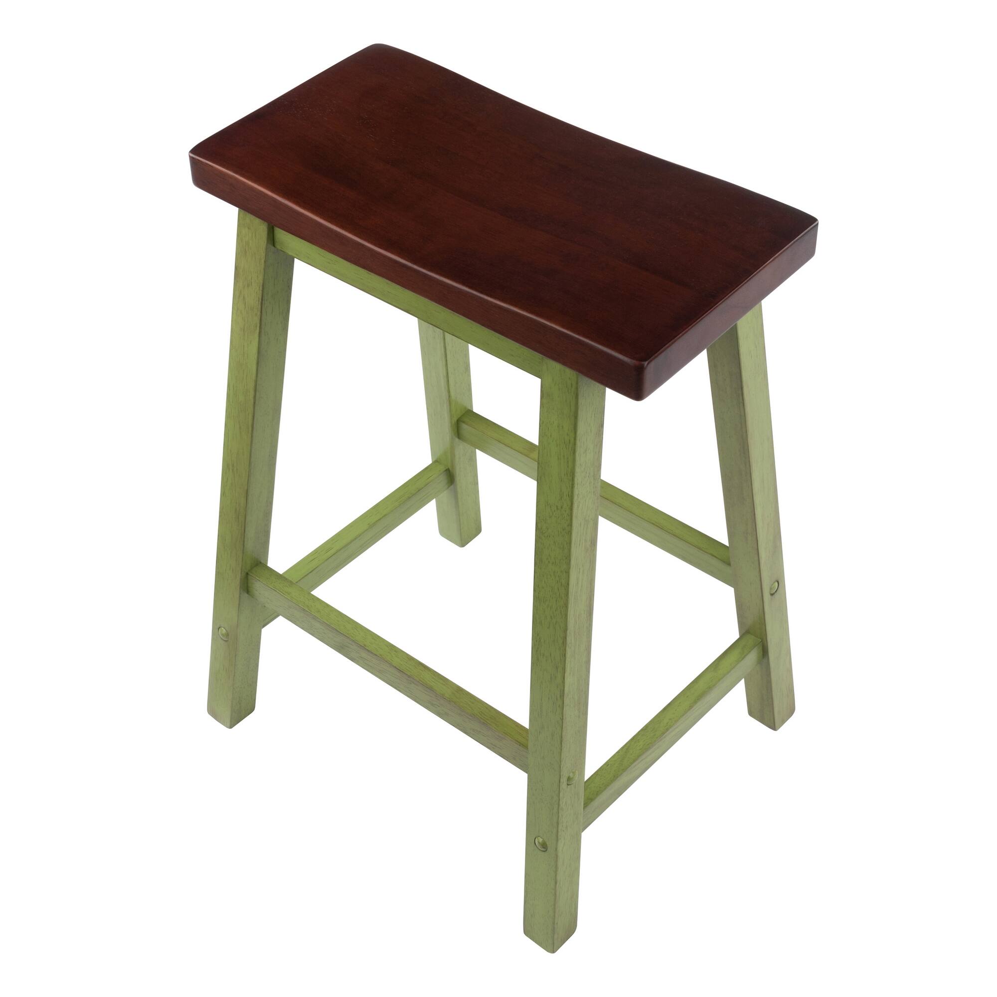 Alt View 3. Winsome Wood - Satori Saddle Seat Counter Stool - Walnut/Rustic Green.